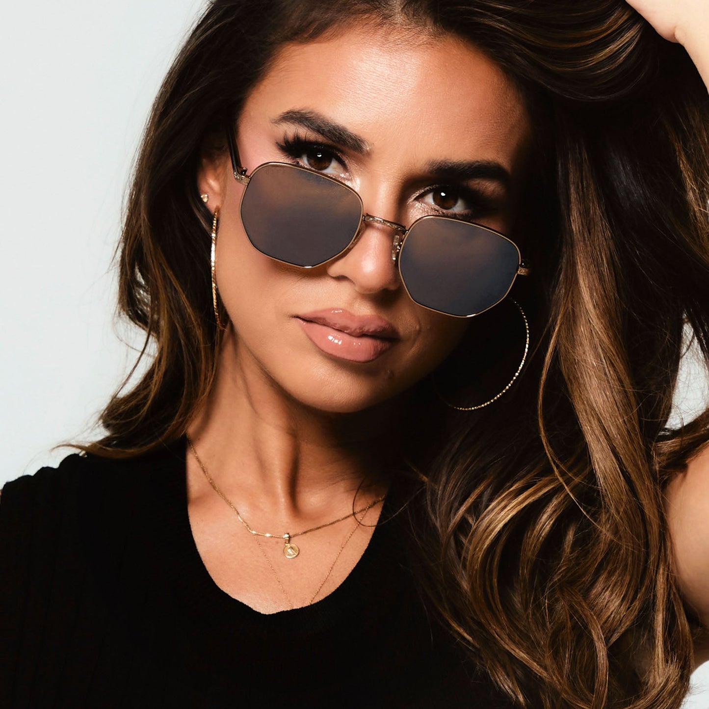 JESSIE JAMES DECKER - JJD + COPPER METAL + BROWN FLASH + POLARIZED SUNGLASSES