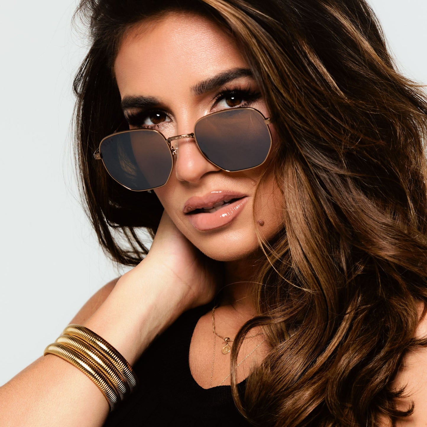 JESSIE JAMES DECKER - JJD + COPPER METAL + BROWN FLASH + POLARIZED SUNGLASSES