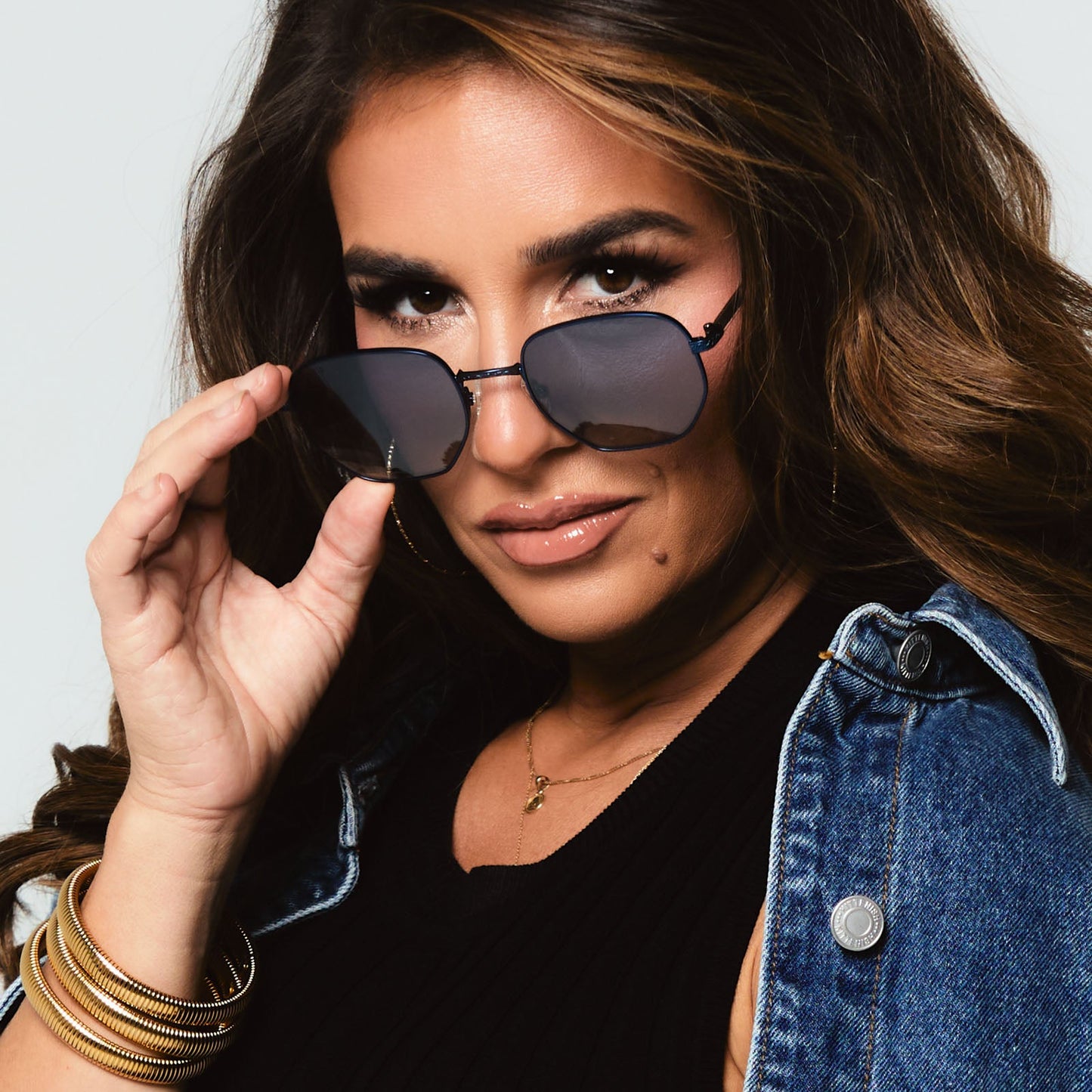 JESSIE JAMES DECKER - JJD + DEEP NAVY METAL + AEGEAN BLUE FLASH SUNGLASSES