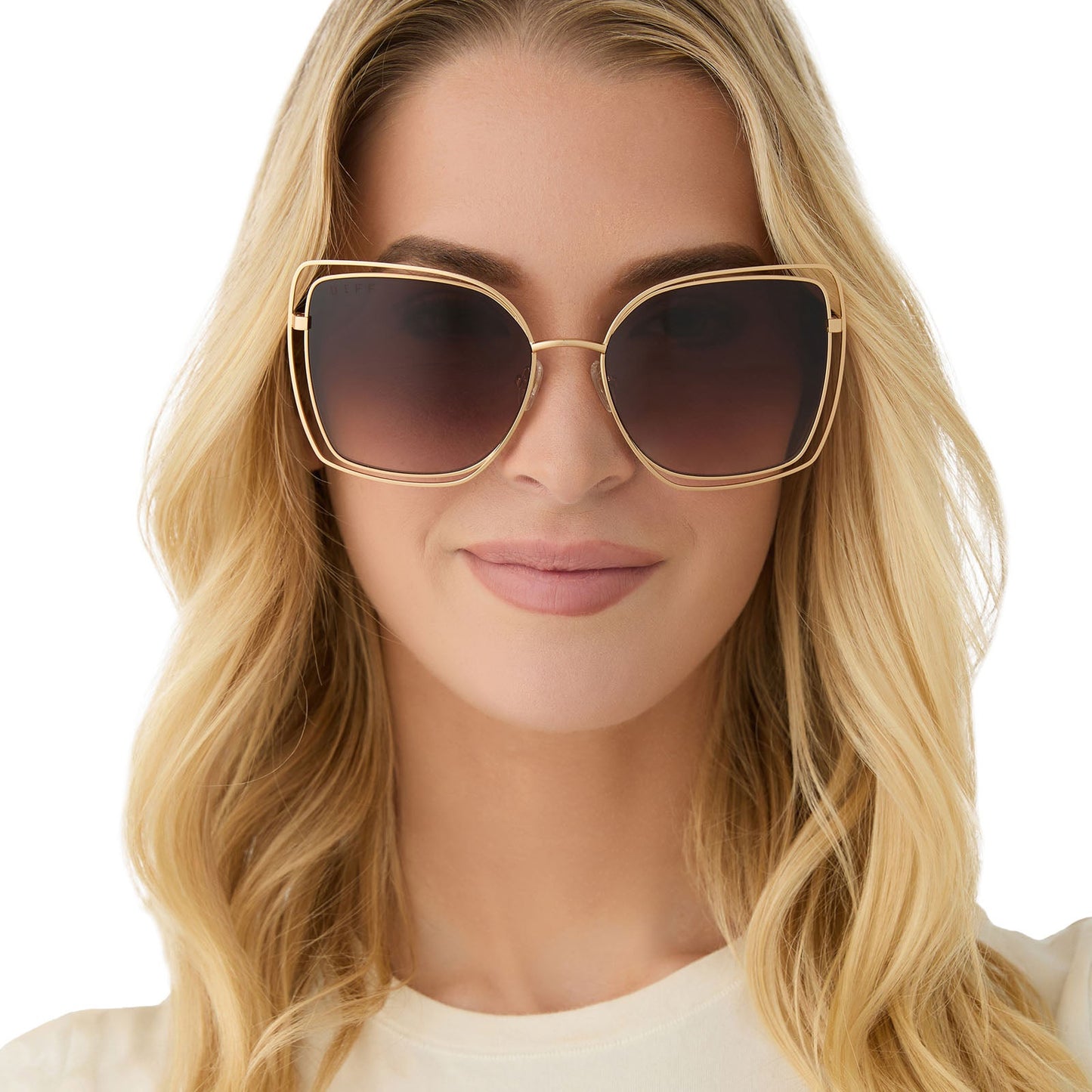 JACQUELINE - GOLD + BROWN GRADIENT SUNGLASSES