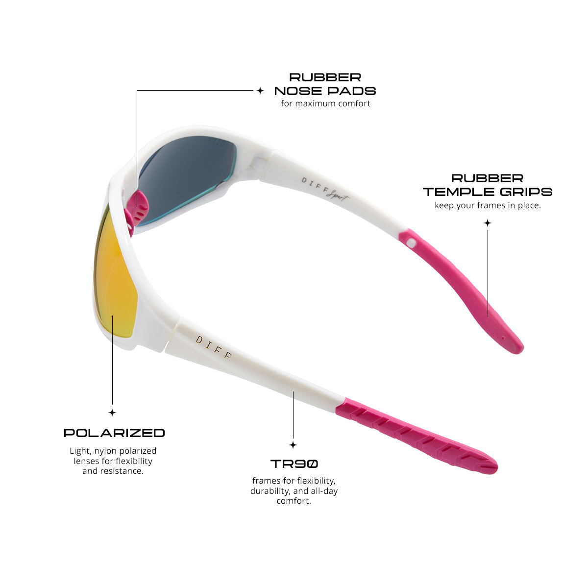 LIGHTNING - NEON PINK + SILVER MIRROR + POLARIZED SUNGLASSES