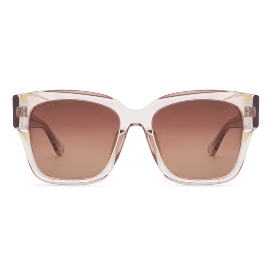 BELLA II - LIGHT PINK CRYSTAL + BROWN GRADIENT SUNGLASSES