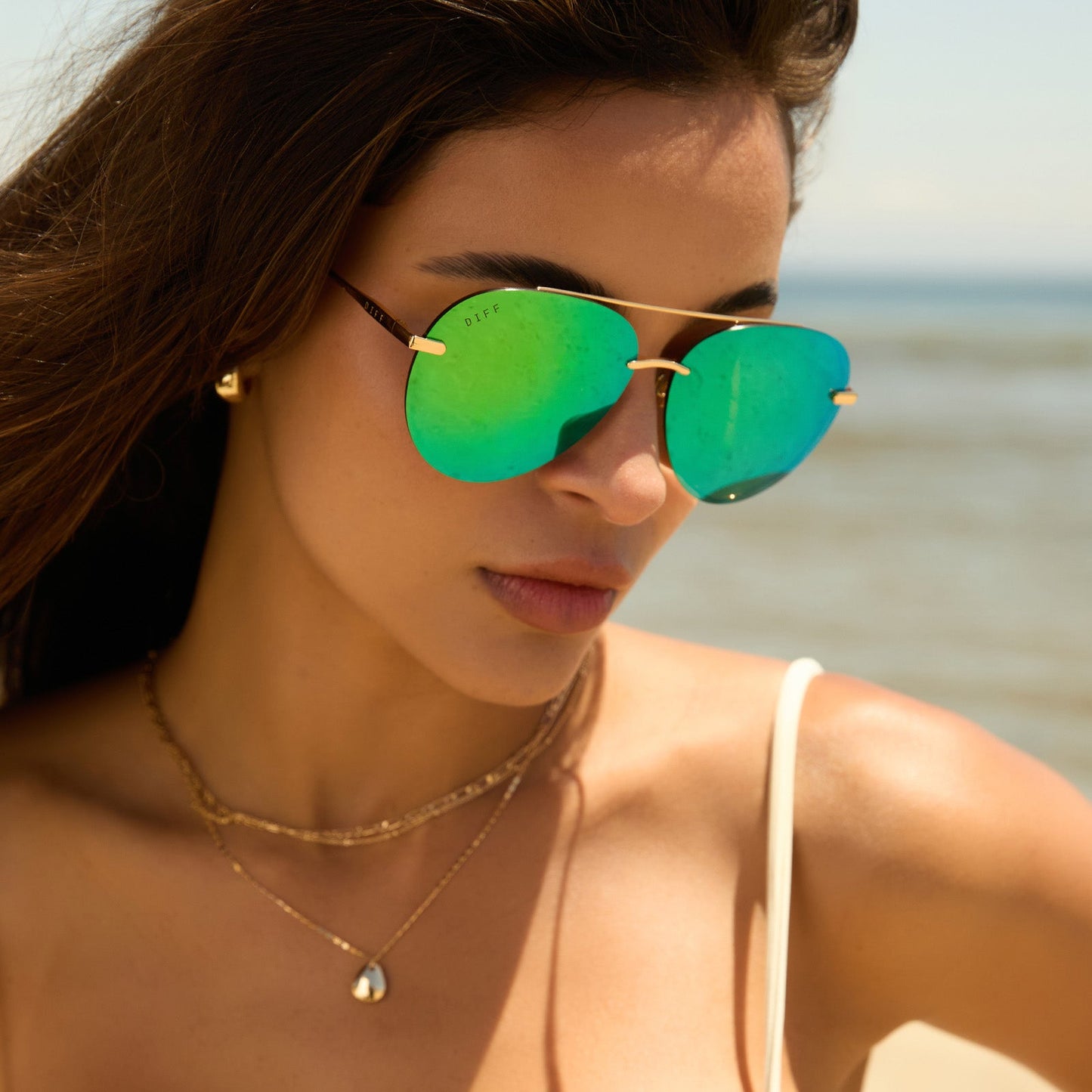 LENOX - GOLD + GREEN MIRROR SUNGLASSES