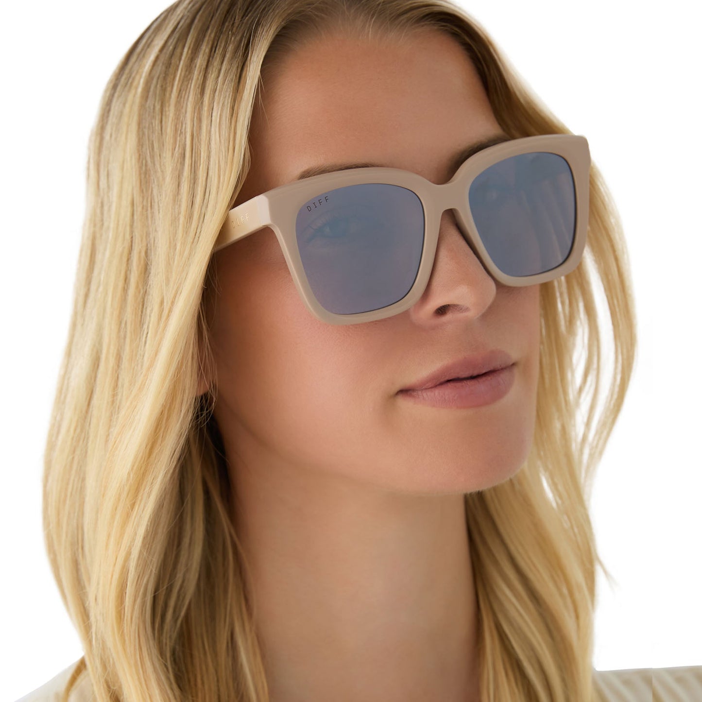 MEREDITH - ALMOND + SILVER FLASH + POLARIZED SUNGLASSES