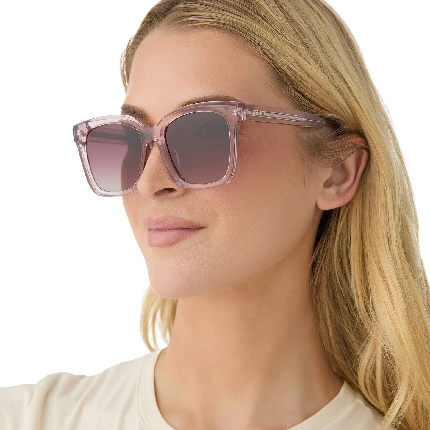 MEREDITH - LIGHT PINK CRYSTAL + WINE GRADIENT SUNGLASSES