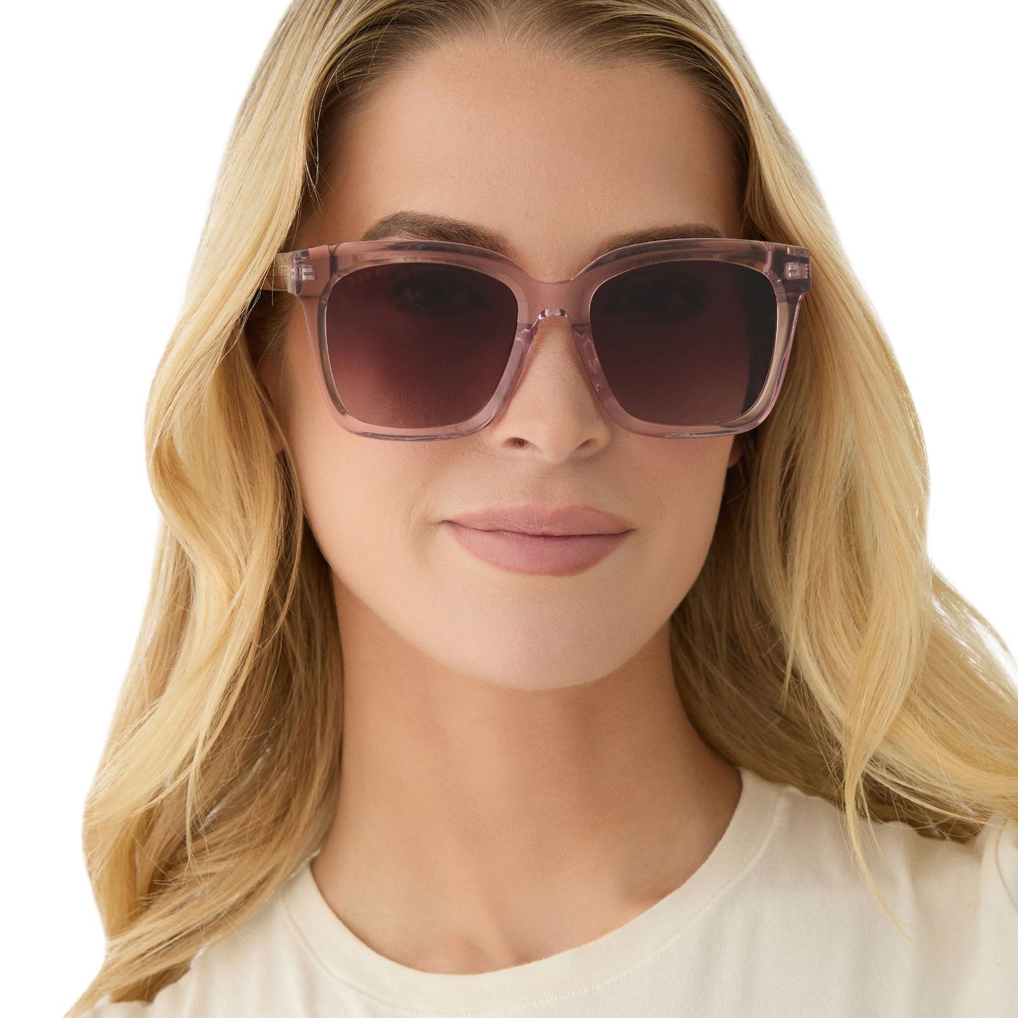 MEREDITH - LIGHT PINK CRYSTAL + WINE GRADIENT SUNGLASSES