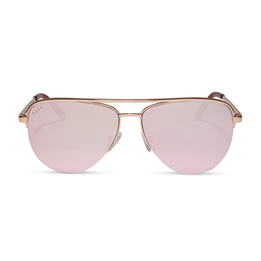 TATE - ROSE GOLD + CHERRY BLOSSOM MIRROR SUNGLASSES