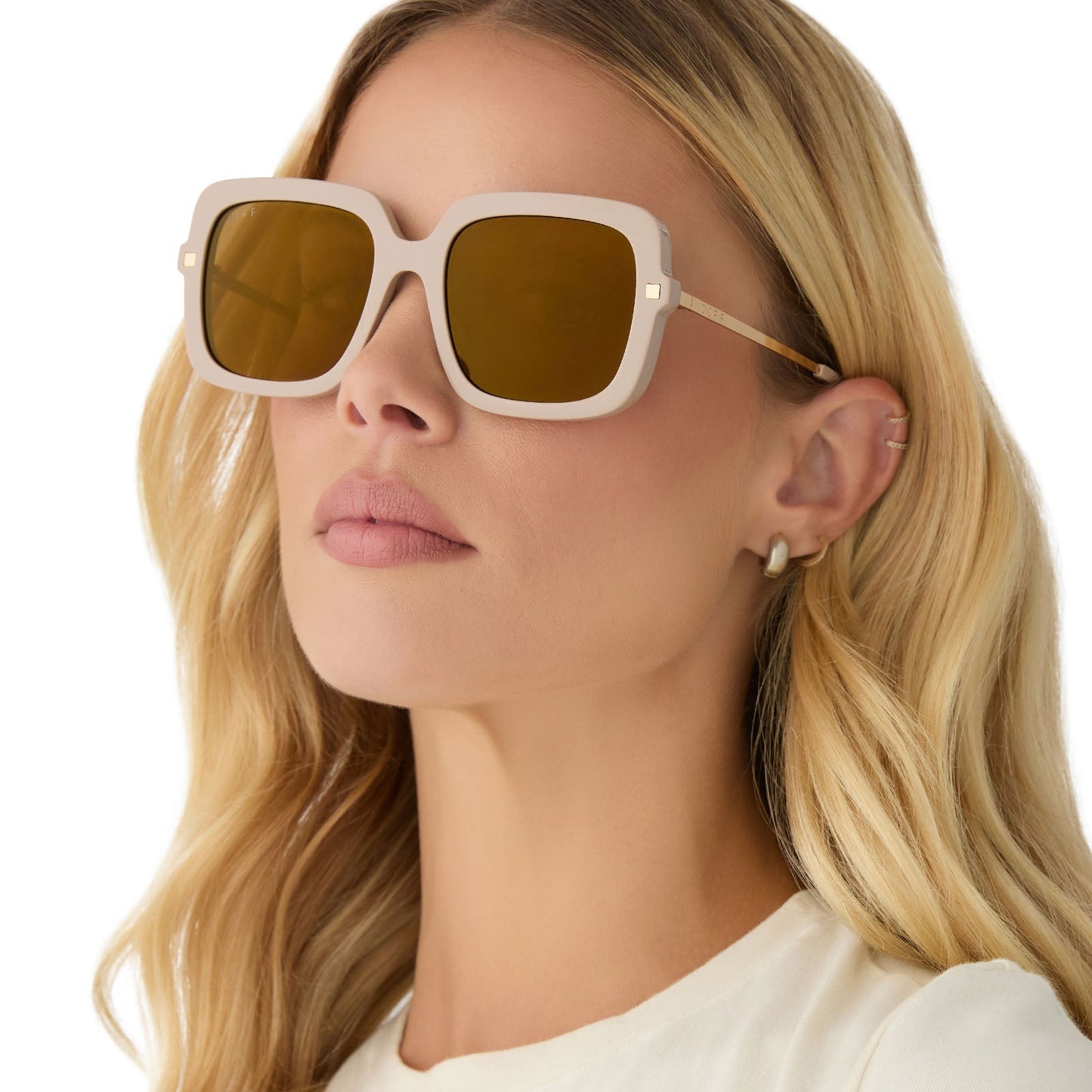 SANDRA - ALMOND + BROWN GOLD FLASH SUNGLASSES