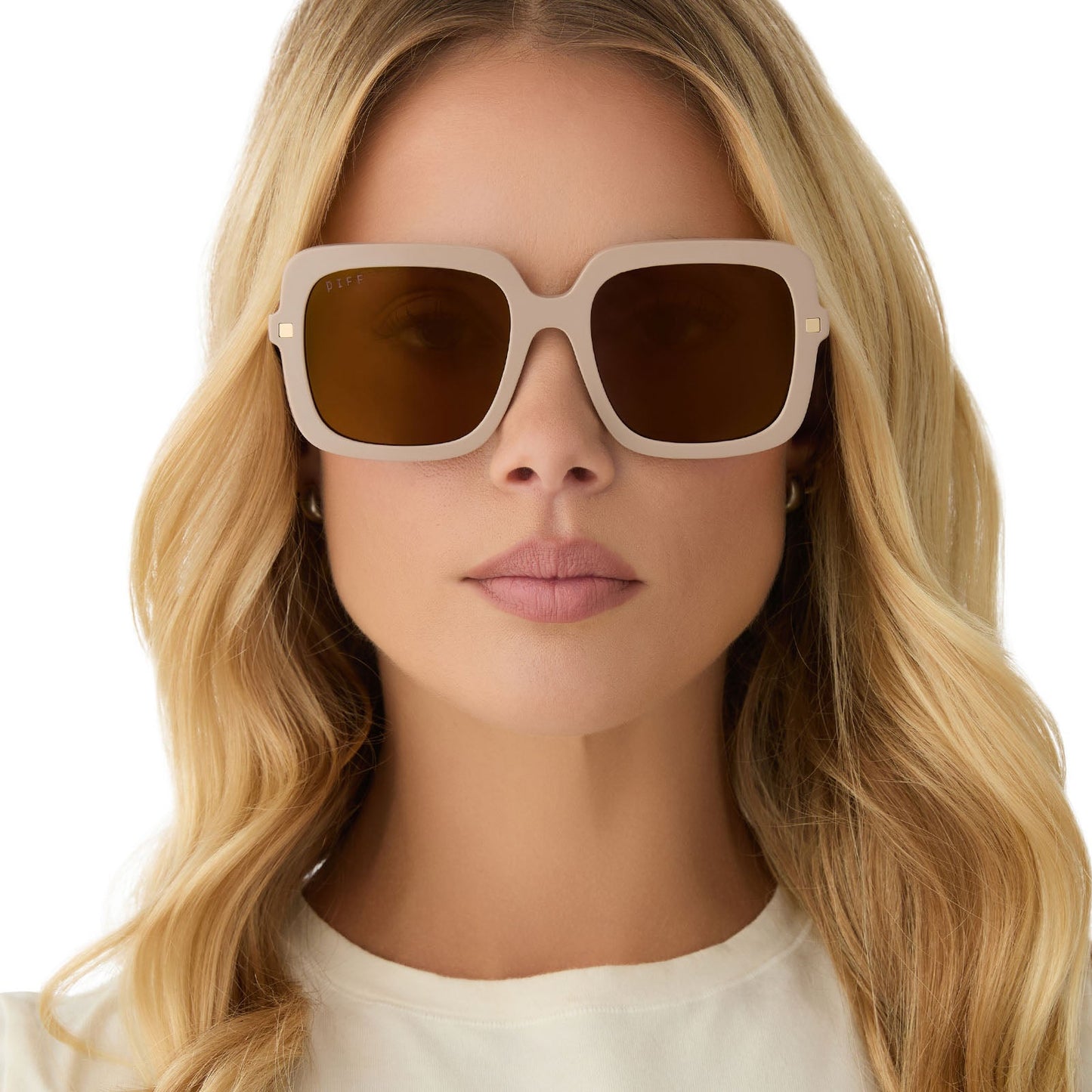 SANDRA - ALMOND + BROWN GOLD FLASH SUNGLASSES