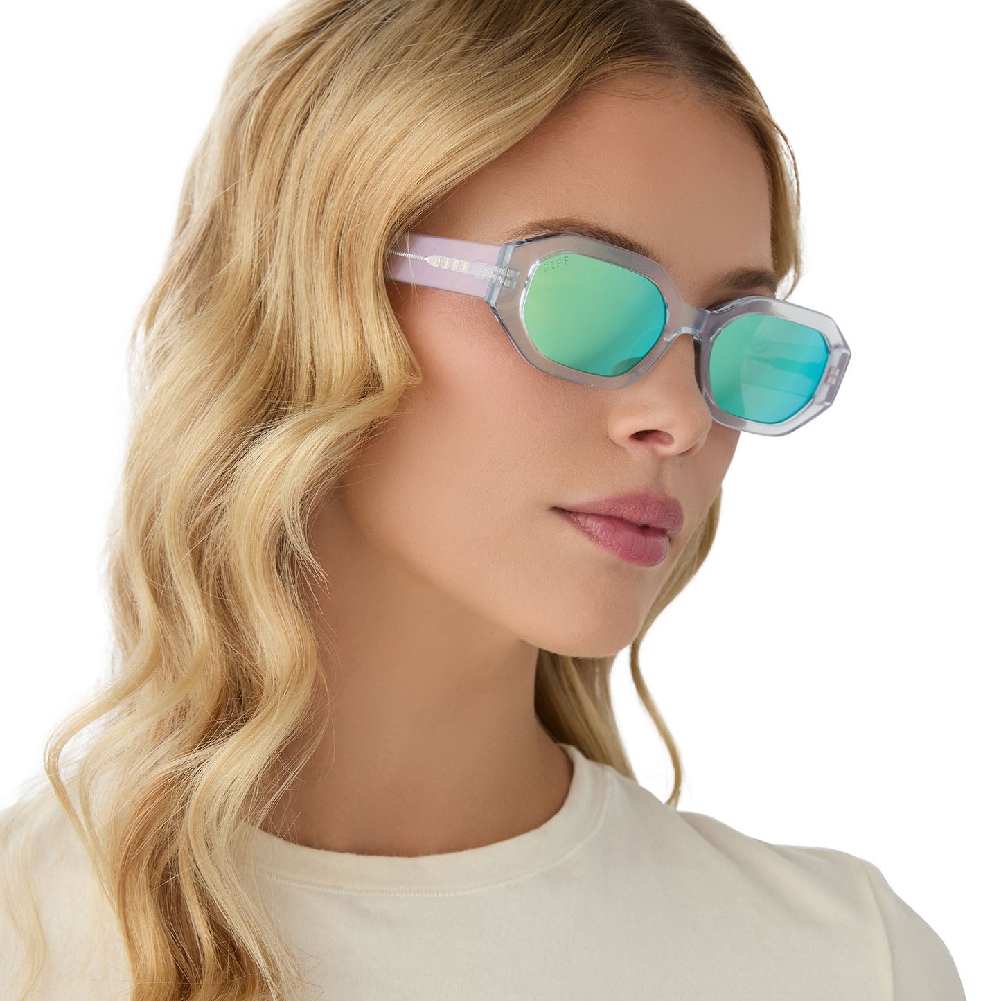 ALLEGRA - OPALESCENT TURQUOISE + TURQUOISE ICE MIRROR SUNGLASSES