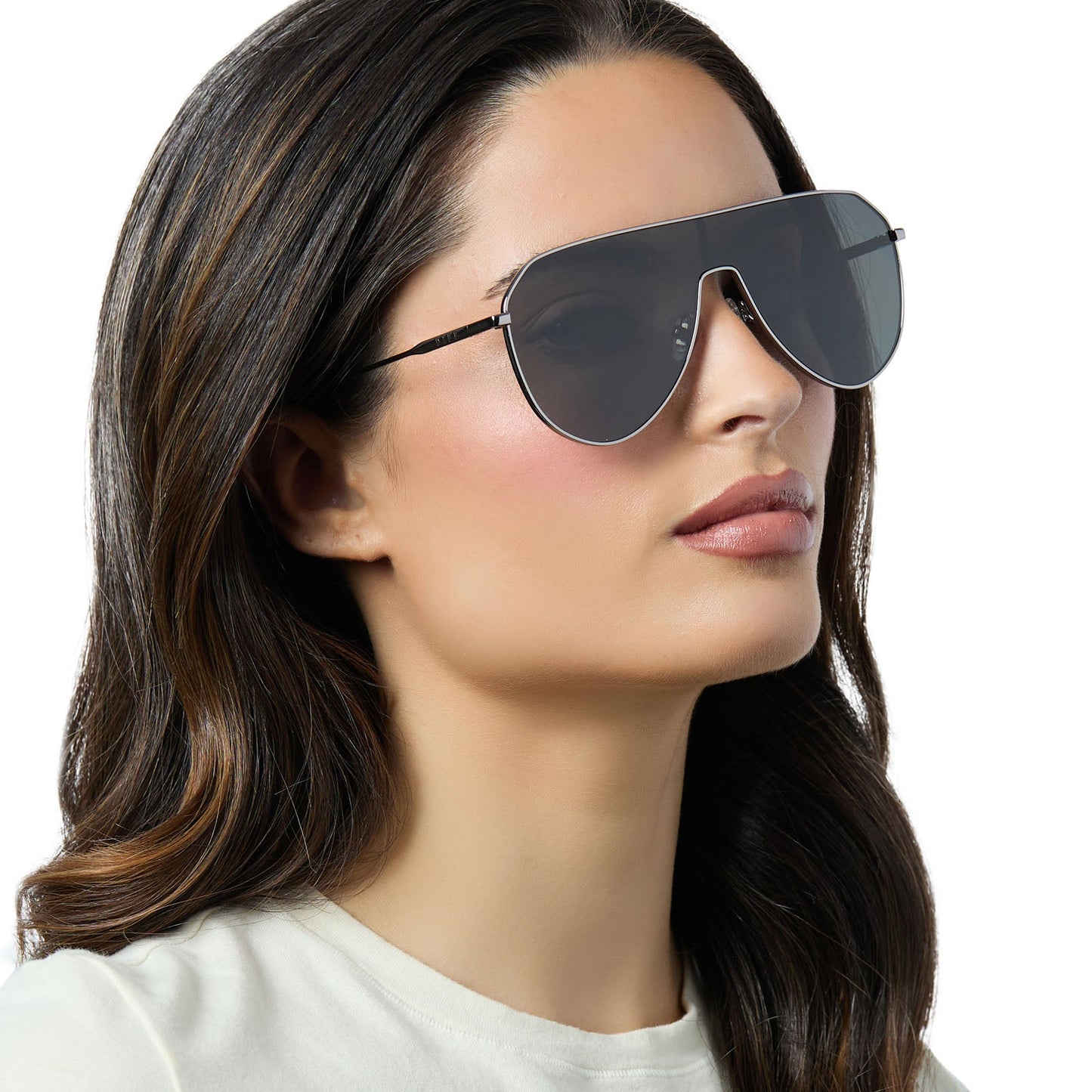 DASH SHIELD - GUNMETAL + GREY SUNGLASSES