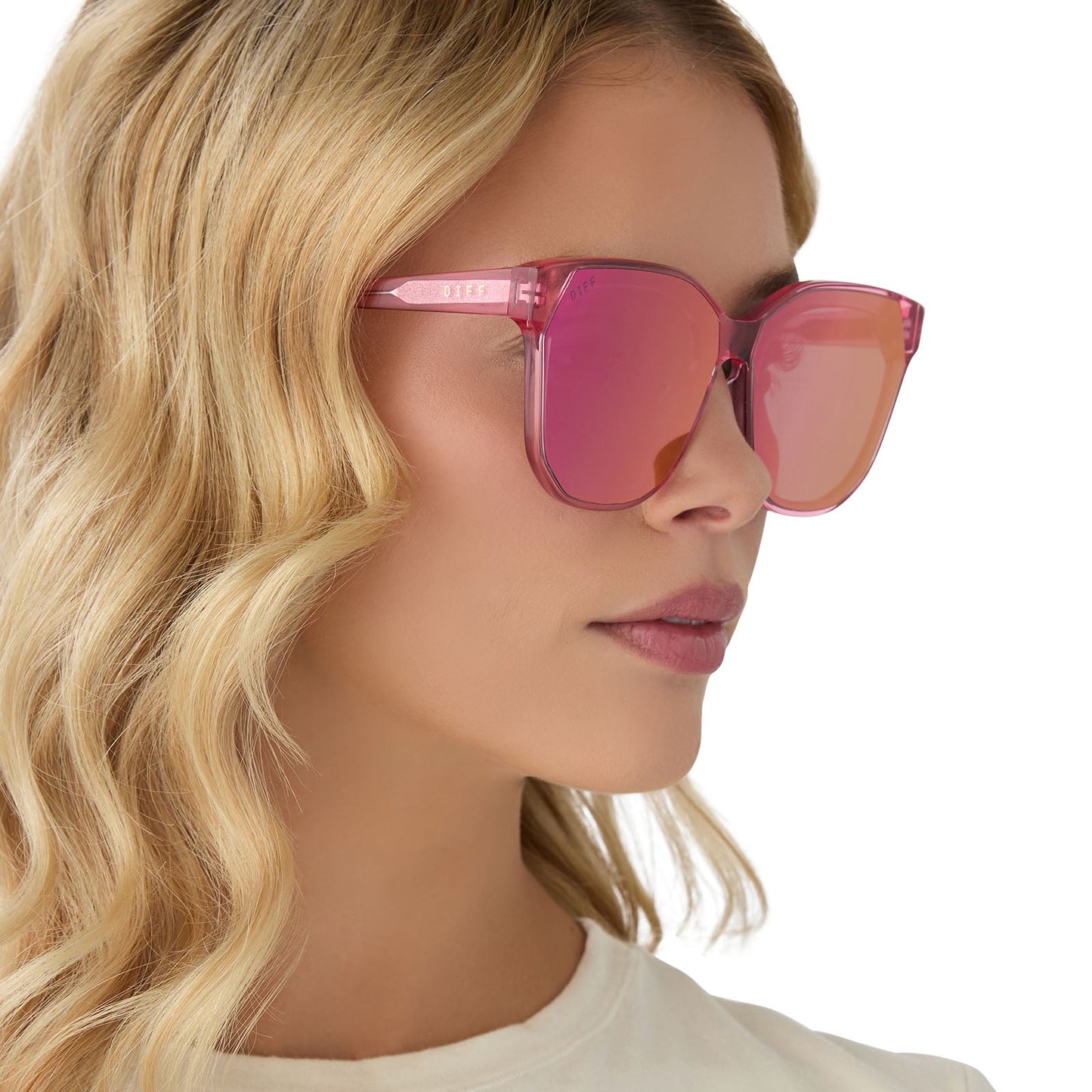 GIA - CANDY PINK CRYSTAL + PINK RUSH MIRROR SUNGLASSES