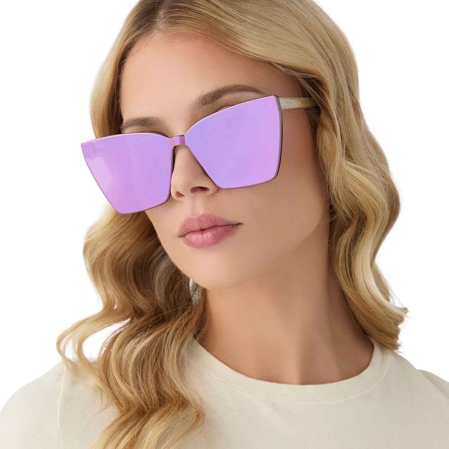 GOLDIE - OPALESCENT PINK + CHERRY BLOSSOM MIRROR SUNGLASSES