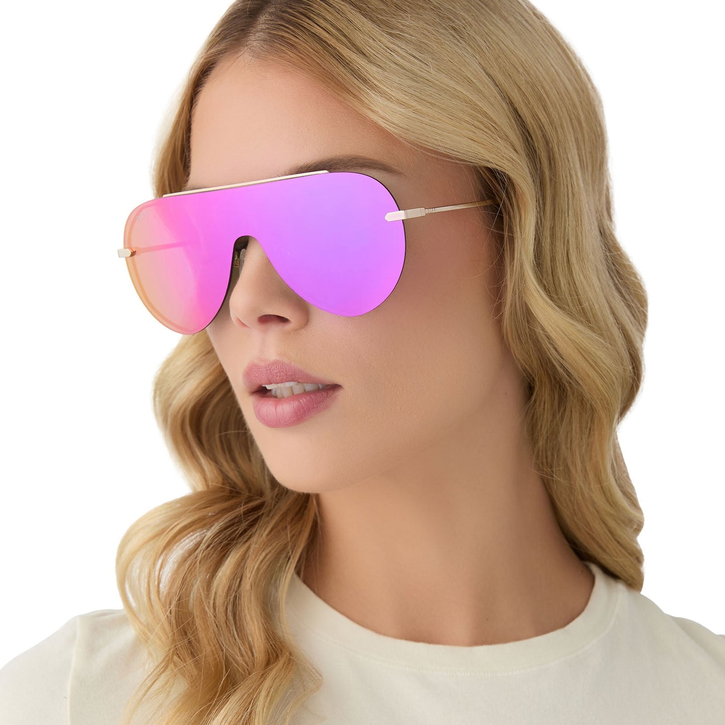 IMANI - GOLD + PINK RUSH MIRROR SUNGLASSES