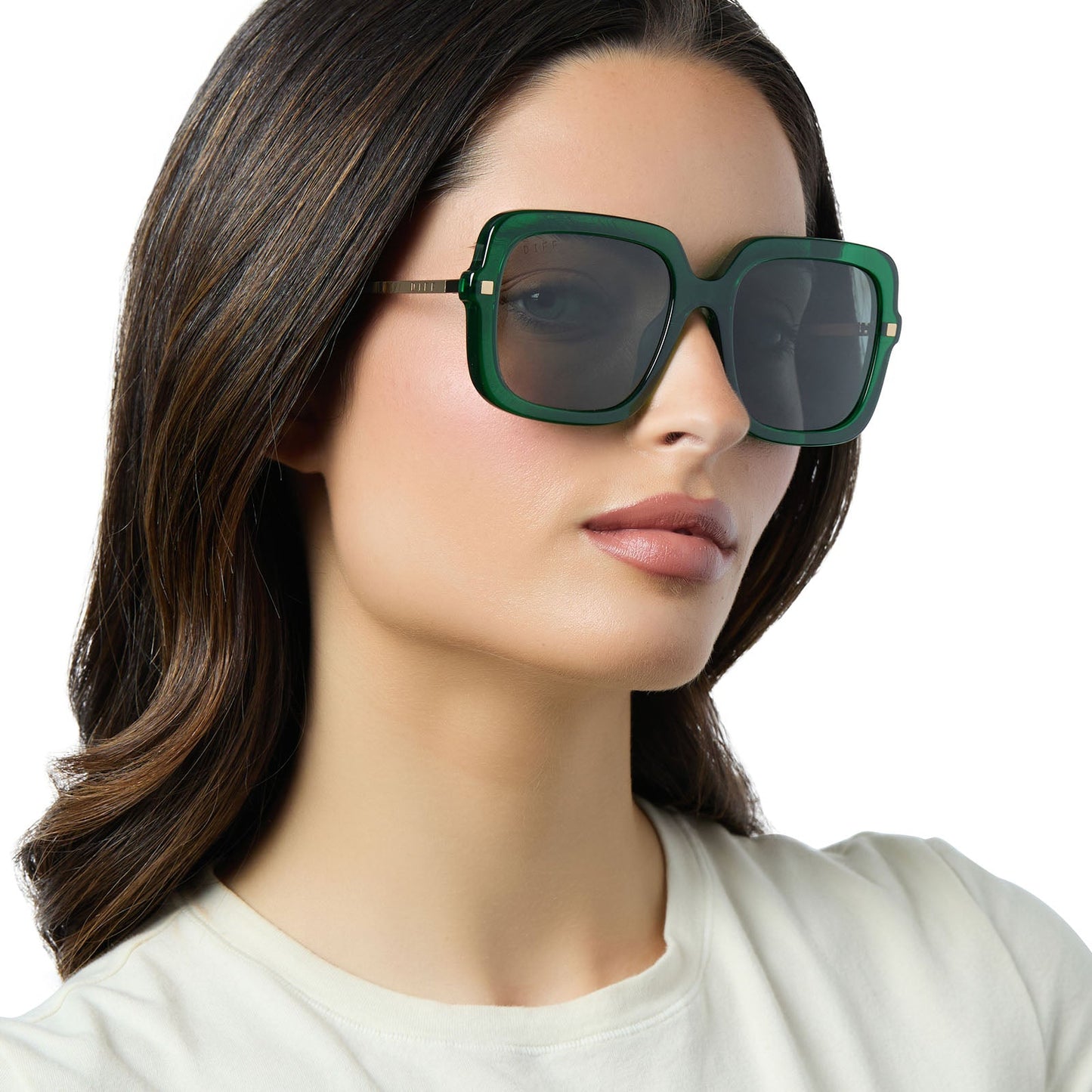 SANDRA - PALM GREEN CRYSTAL + GREY + POLARIZED SUNGLASSES