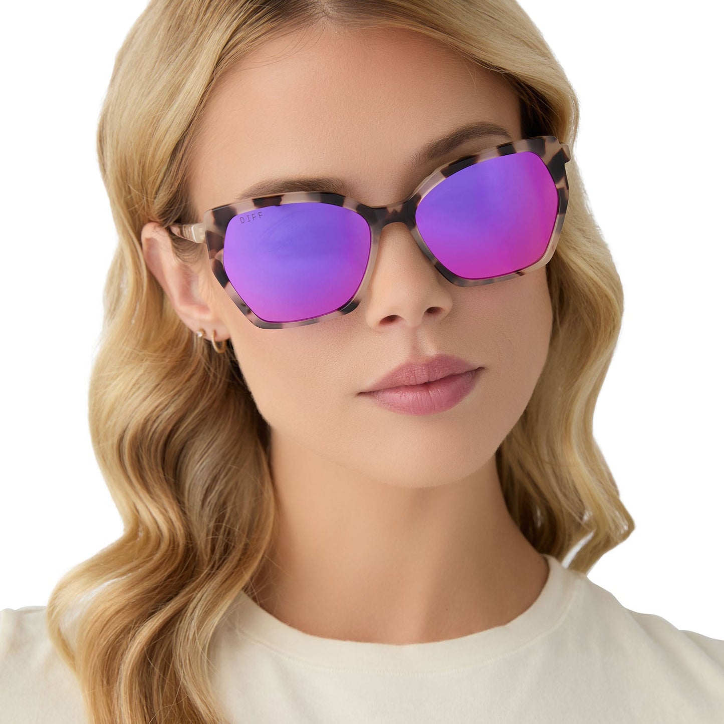 VERA - CREAM TORTOISE + PINK RUSH MIRROR SUNGLASSES