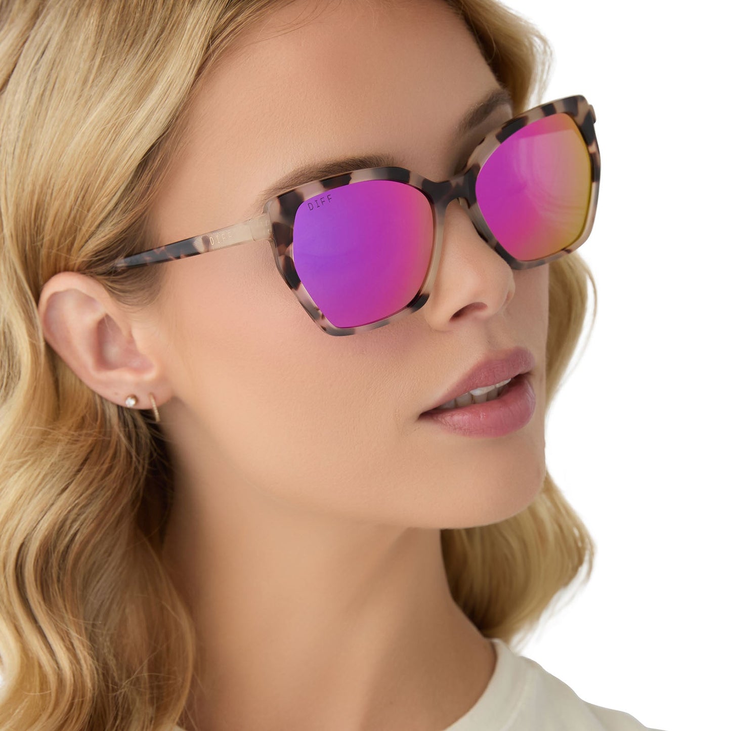 VERA - CREAM TORTOISE + PINK RUSH MIRROR SUNGLASSES