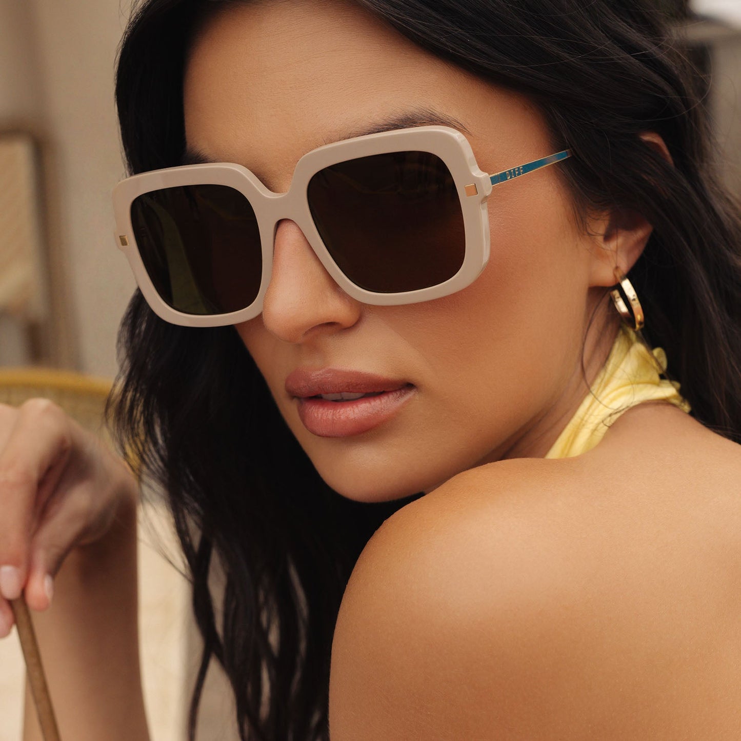 SANDRA - ALMOND + BROWN GOLD FLASH SUNGLASSES