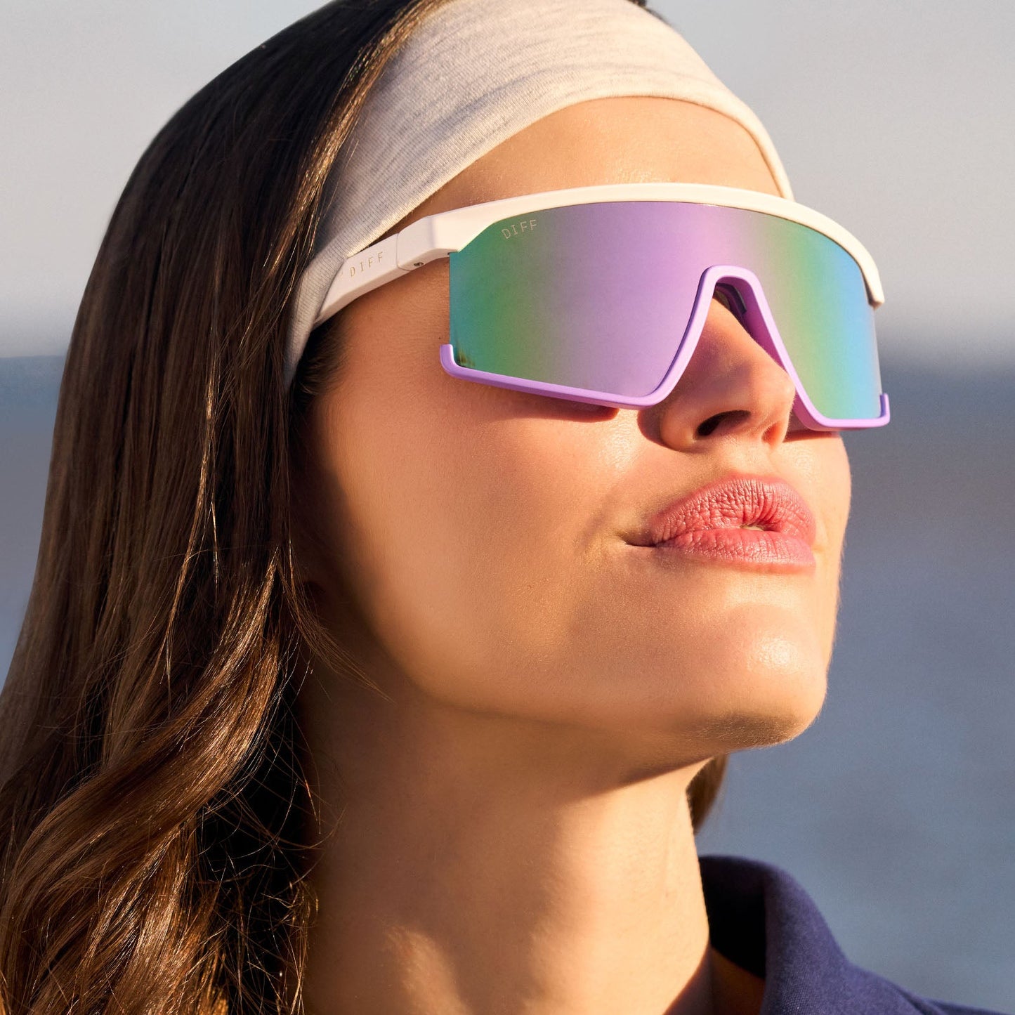 SPIKE - MATTE WHITE + LAVENDER + SHERBERT RAINBOW MIRROR + POLARIZED SUNGLASSES