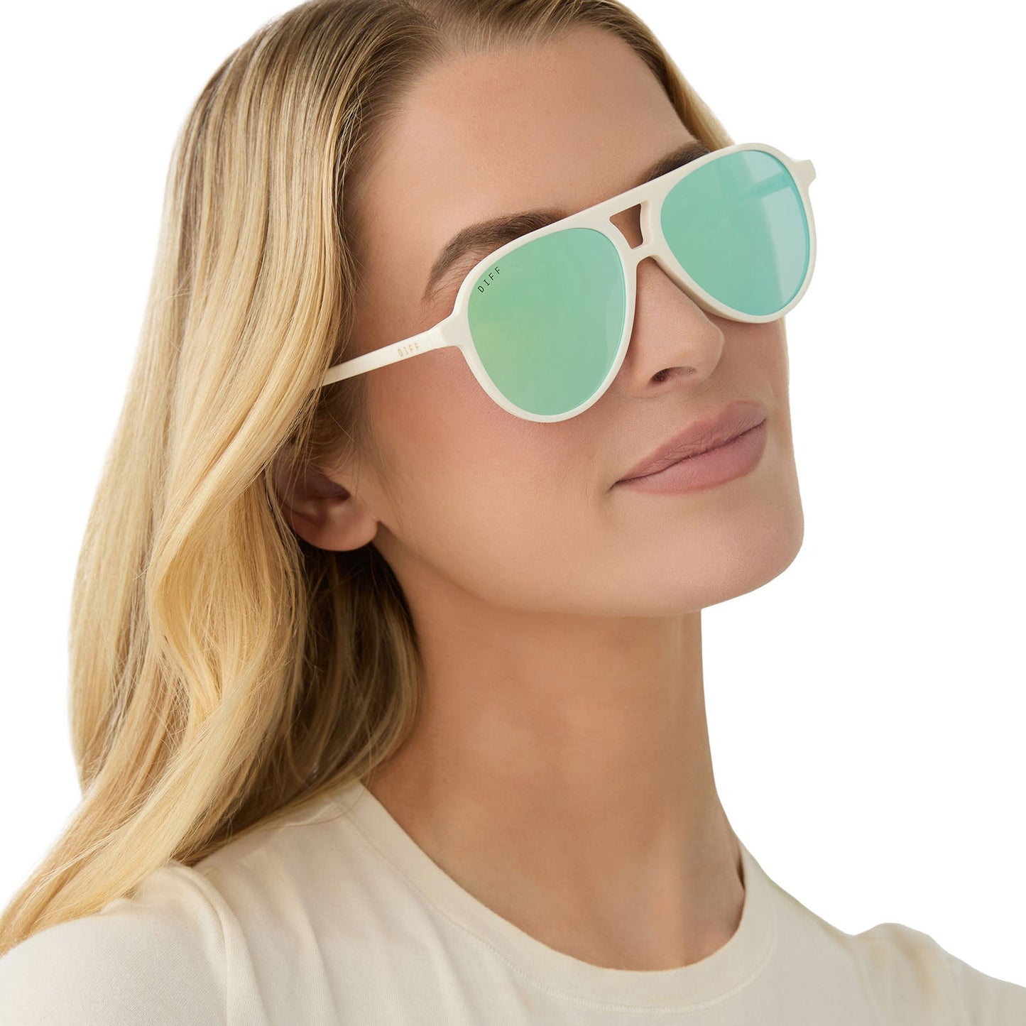 TOSCA II - MATTE WHITE + AQUATIC AWE MIRROR SUNGLASSES