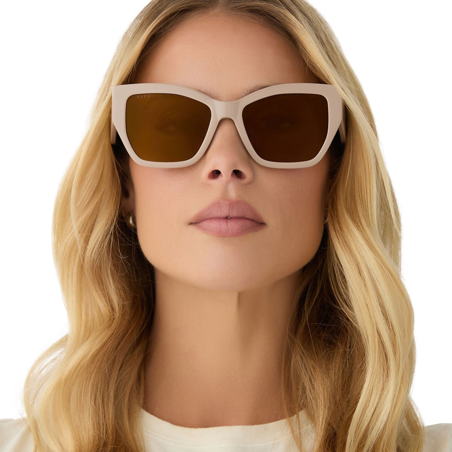 VIVIENNE - ALMOND + BROWN WITH GOLD FLASH SUNGLASSES