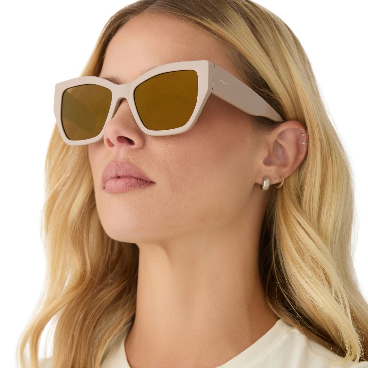 VIVIENNE - ALMOND + BROWN WITH GOLD FLASH SUNGLASSES