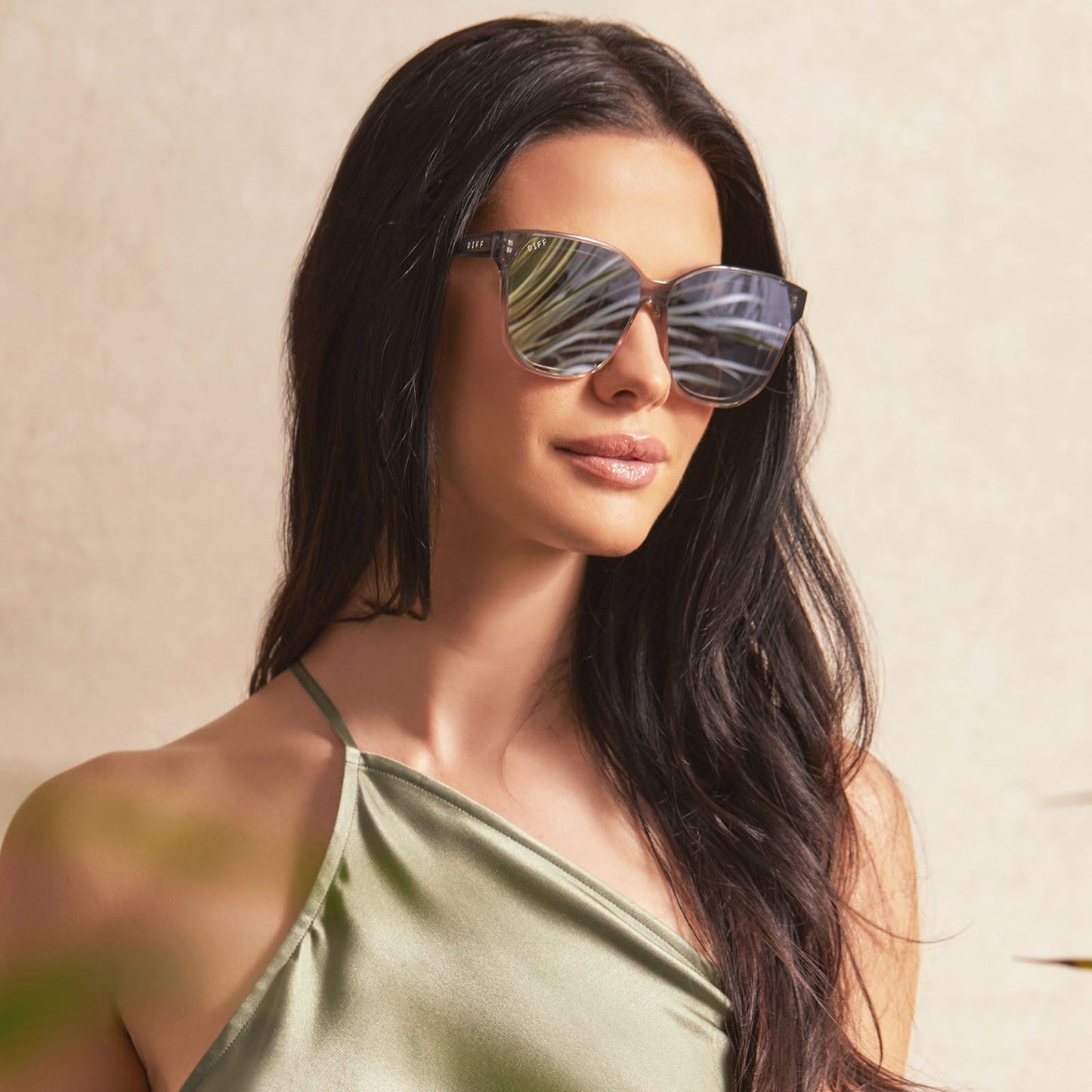 GIA - SMOKE ROSE CRYSTAL OMBRE + SILVER FLASH SUNGLASSES