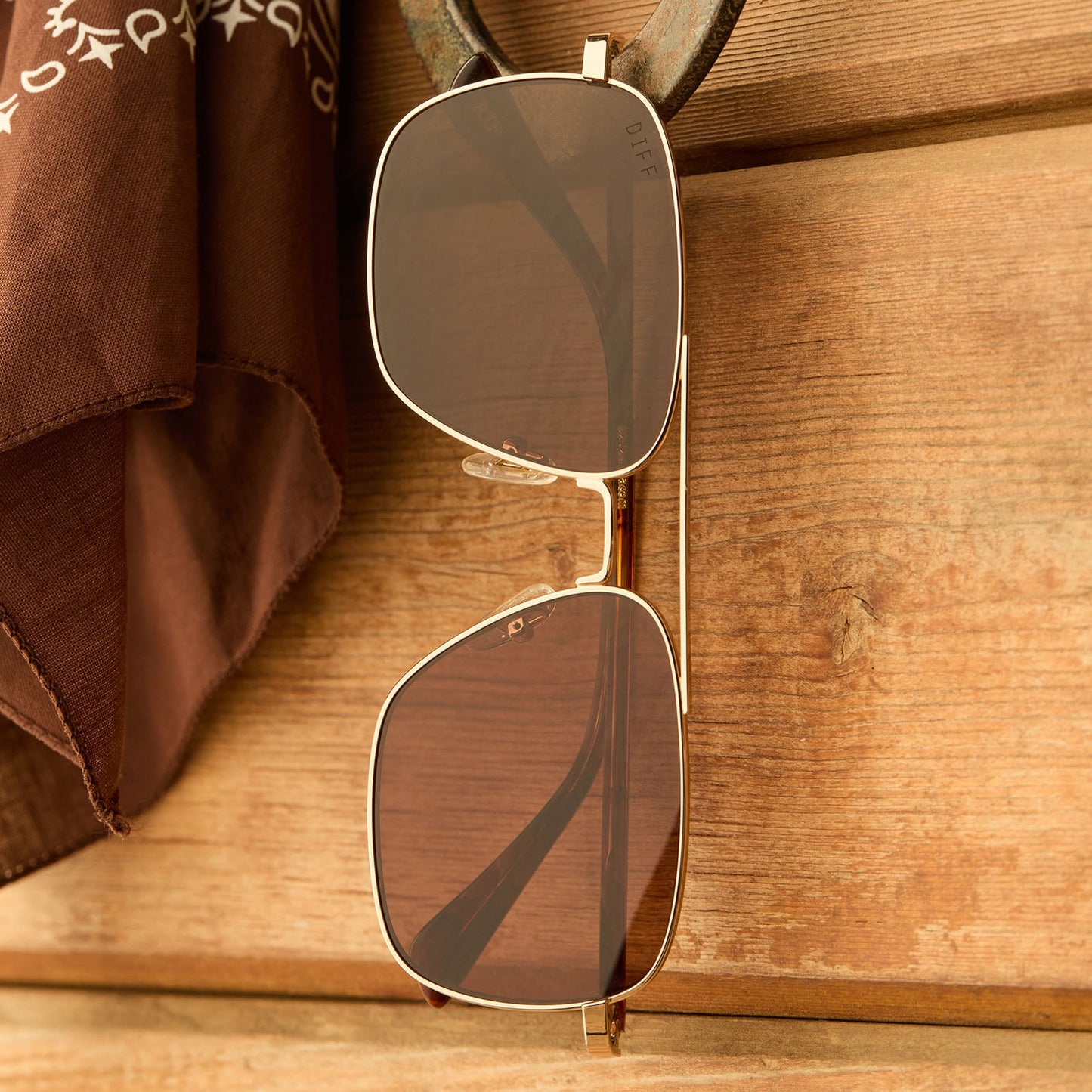 RIP WHEELER - WESTERN GOLD + MARBLED BROWN W BOLD BROWN + POLARIZED SUNGLASSES