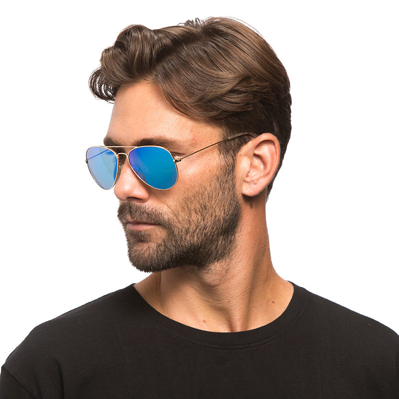 CRUZ - GOLD + BLUE MIRROR SUNGLASSES