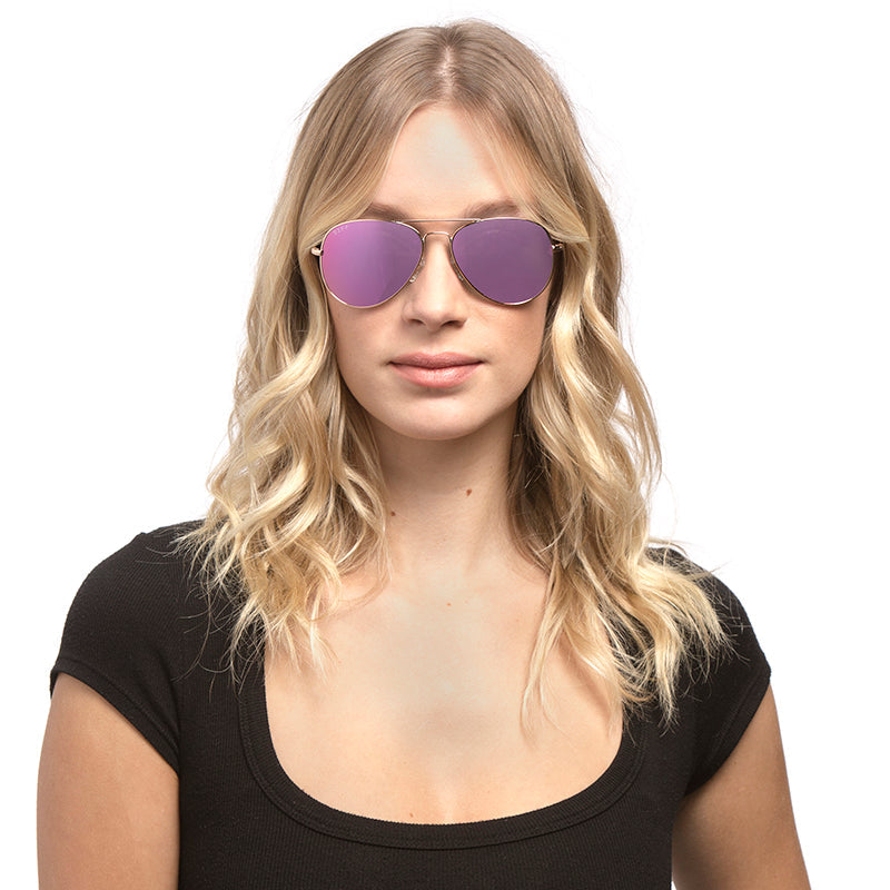 CRUZ - GOLD + PINK MIRROR SUNGLASSES