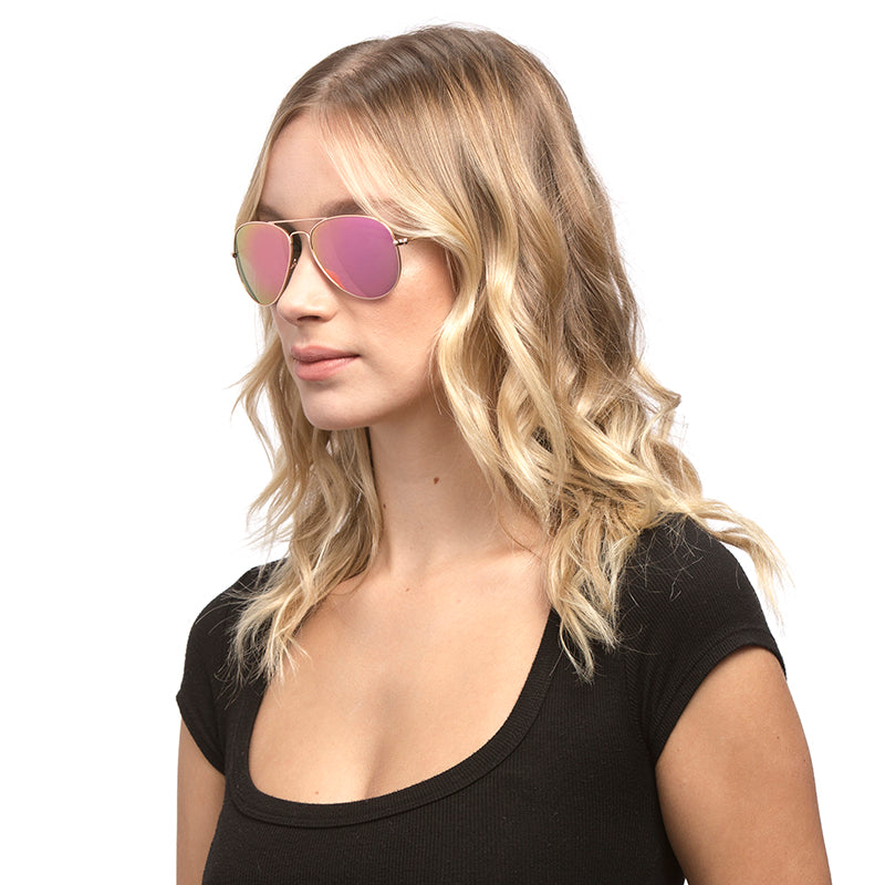 CRUZ - GOLD + PINK MIRROR SUNGLASSES