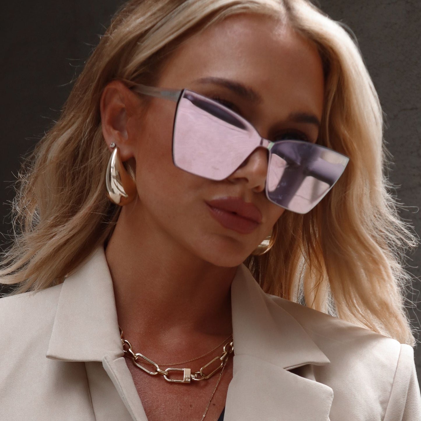 GOLDIE - OPALESCENT PINK + CHERRY BLOSSOM MIRROR SUNGLASSES