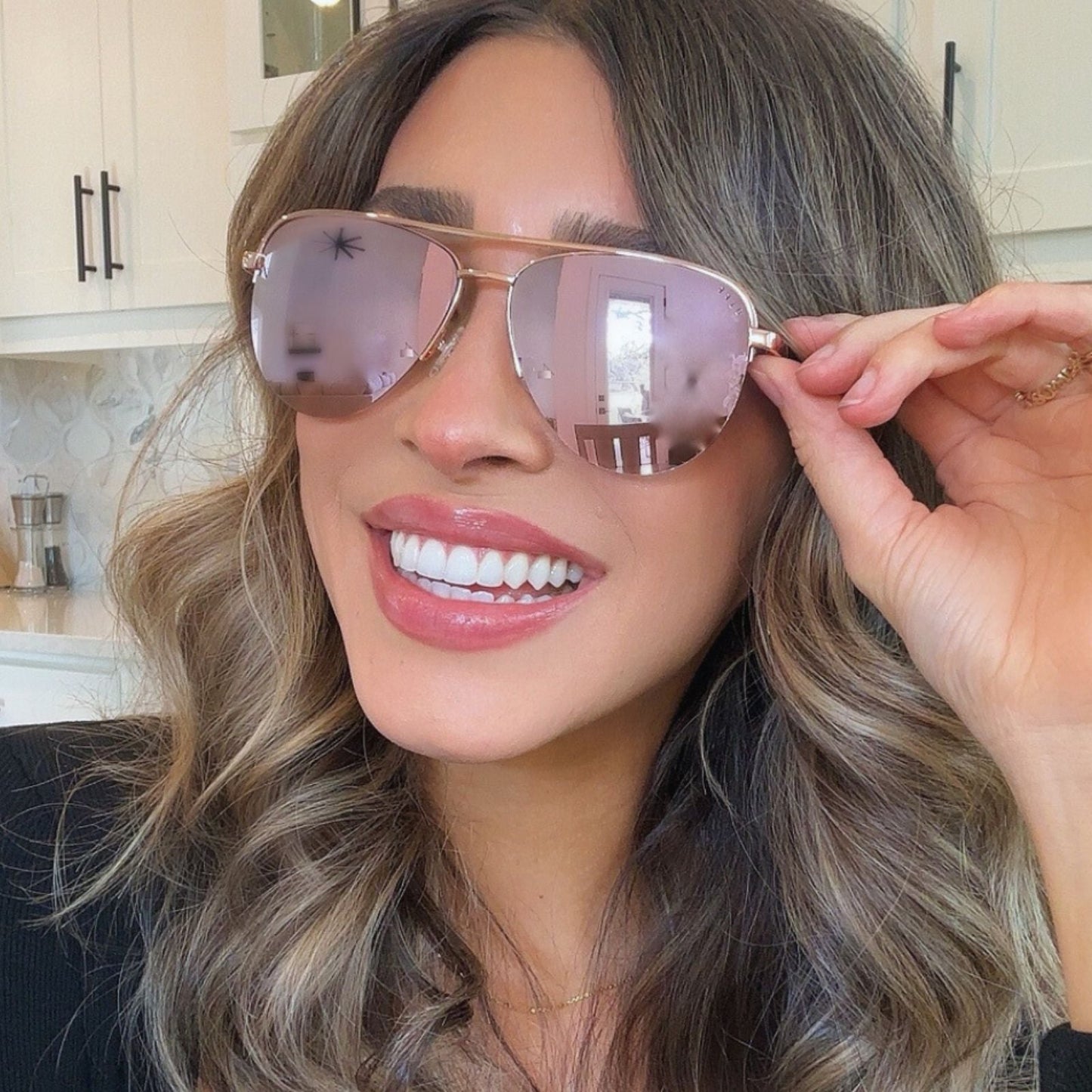 TATE - ROSE GOLD + CHERRY BLOSSOM MIRROR SUNGLASSES