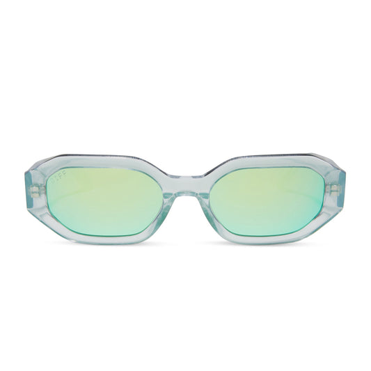 ALLEGRA - OPALESCENT TURQUOISE + TURQUOISE ICE MIRROR SUNGLASSES