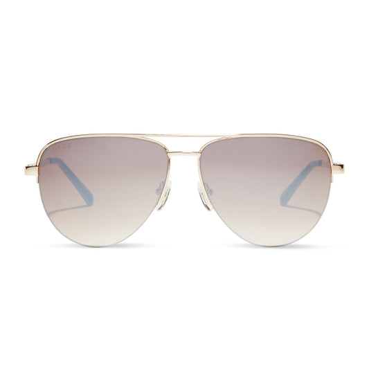 AUGUST - GOLD + TAUPE ROSE MIRROR SUNGLASSES