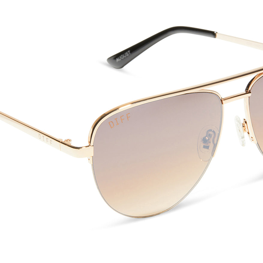 AUGUST - GOLD + TAUPE ROSE MIRROR SUNGLASSES