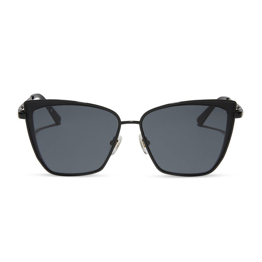 BECKY - BLACK + DARK SMOKE SUNGLASSES