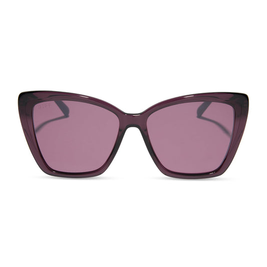 BECKY II - BLACK + AUBERGINE TEMPLE TIPS + AUBERGINE W SILVER FLASH + POLARIZED SUNGLASSES