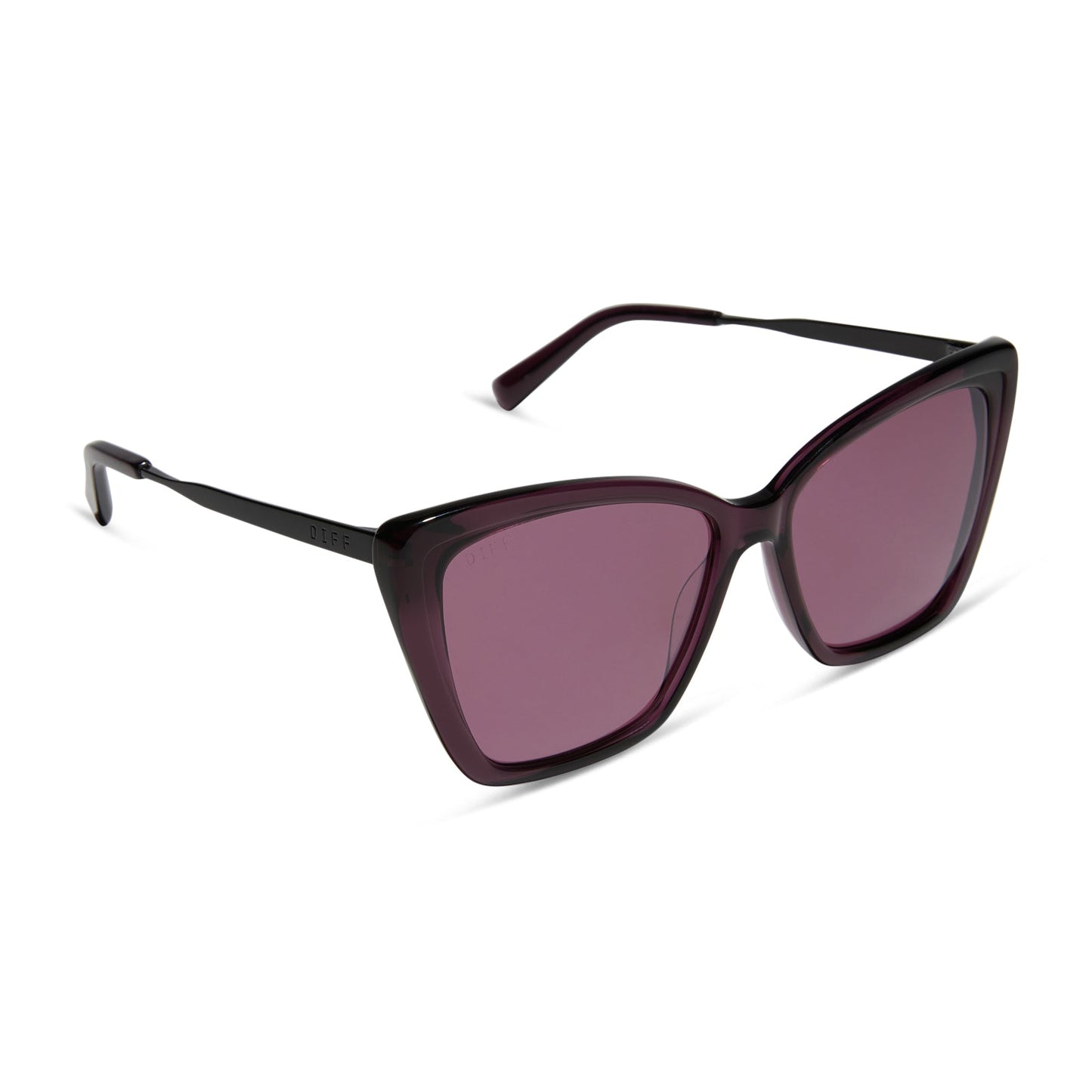 BECKY II - BLACK + AUBERGINE TEMPLE TIPS + AUBERGINE W SILVER FLASH + POLARIZED SUNGLASSES