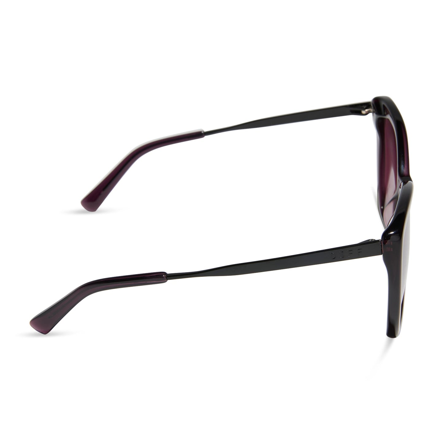 BECKY II - BLACK + AUBERGINE TEMPLE TIPS + AUBERGINE W SILVER FLASH + POLARIZED SUNGLASSES