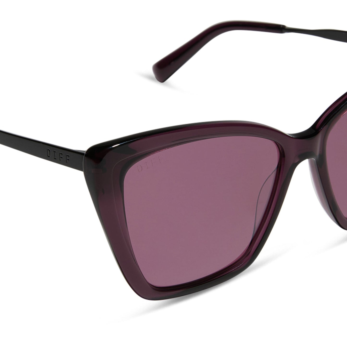 BECKY II - BLACK + AUBERGINE TEMPLE TIPS + AUBERGINE W SILVER FLASH + POLARIZED SUNGLASSES