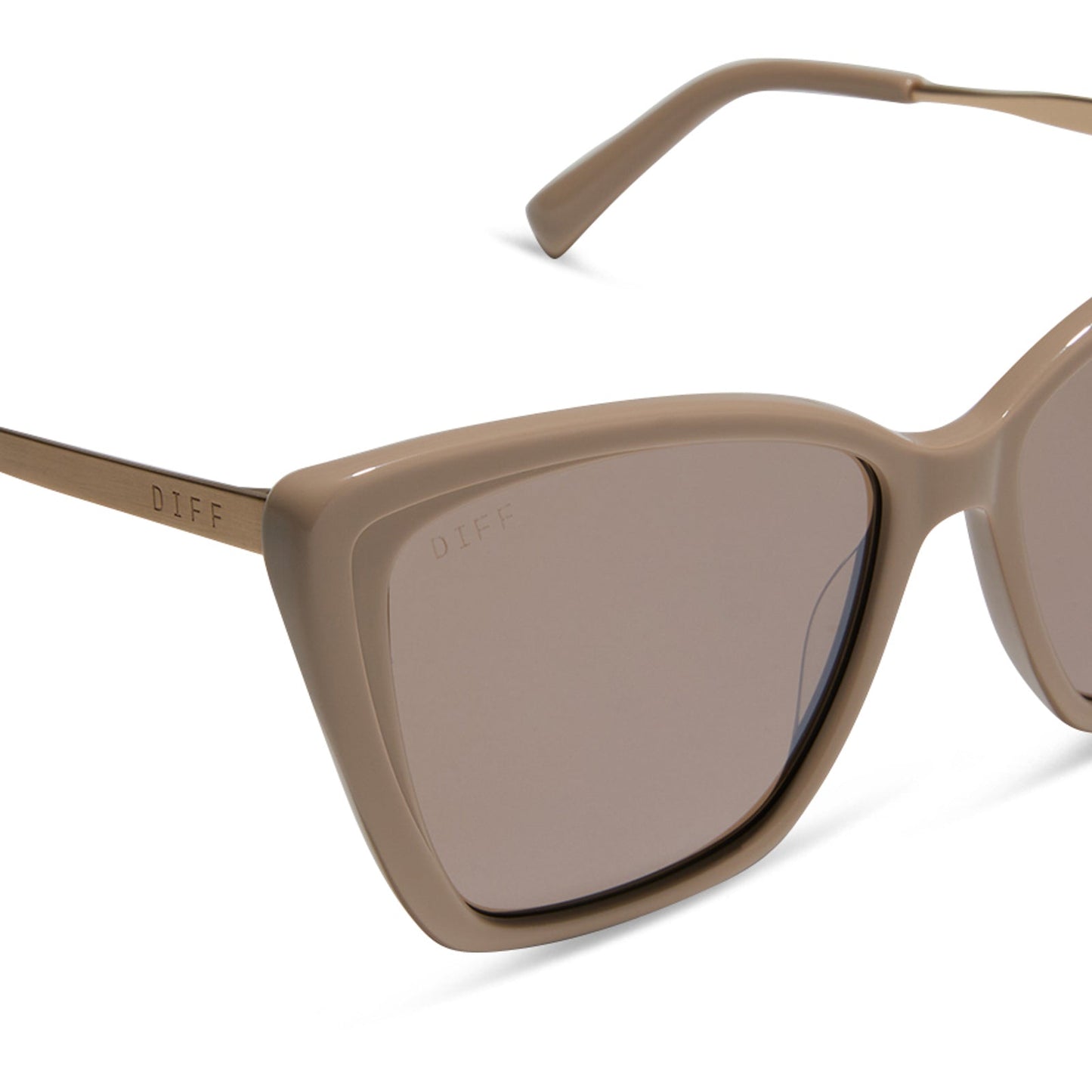 BECKY II - BRUSHED GOLD + ALMOND SILVER FLASH SUNGLASSES