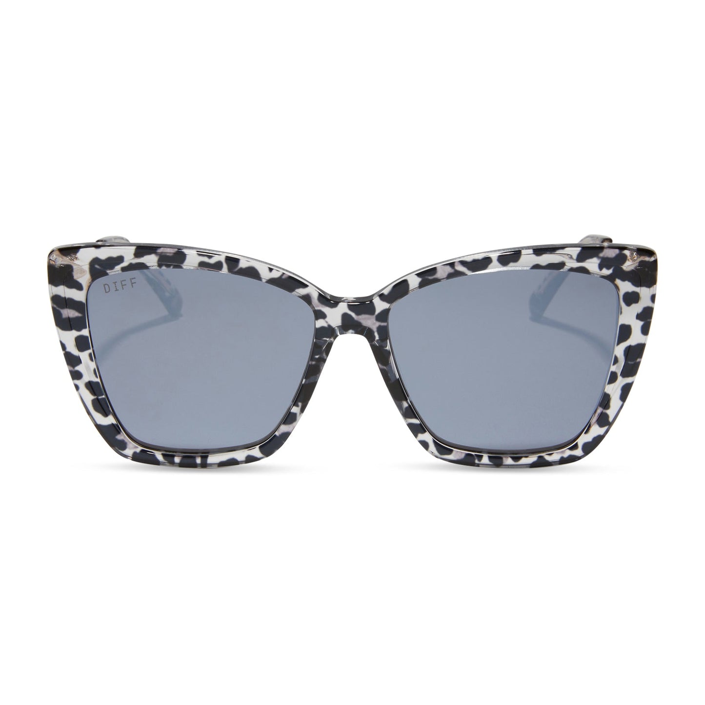 BECKY II - CLEAR LEOPARD + GREY MIRROR SUNGLASSES