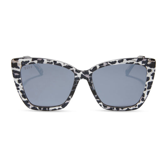 BECKY II - CLEAR LEOPARD + GREY MIRROR SUNGLASSES