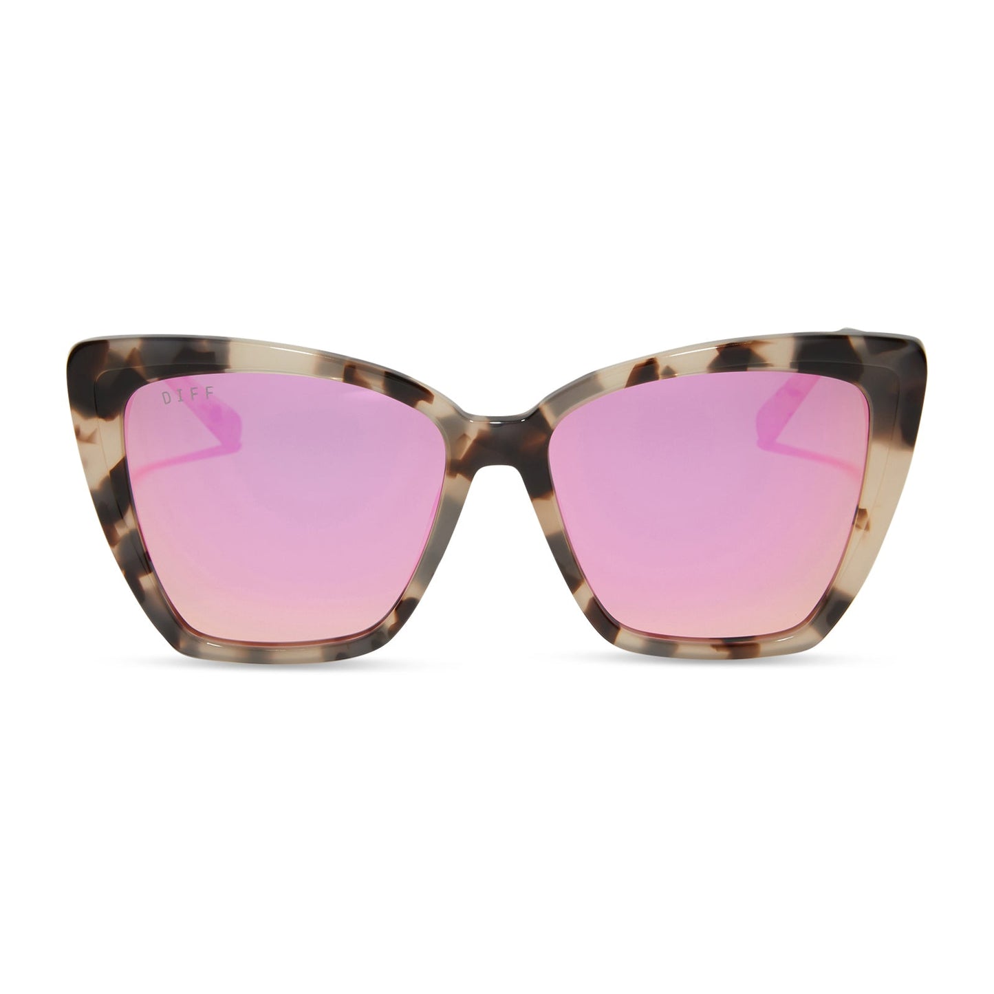 BECKY II - CREAM TORTOISE + PINK MIRROR SUNGLASSES