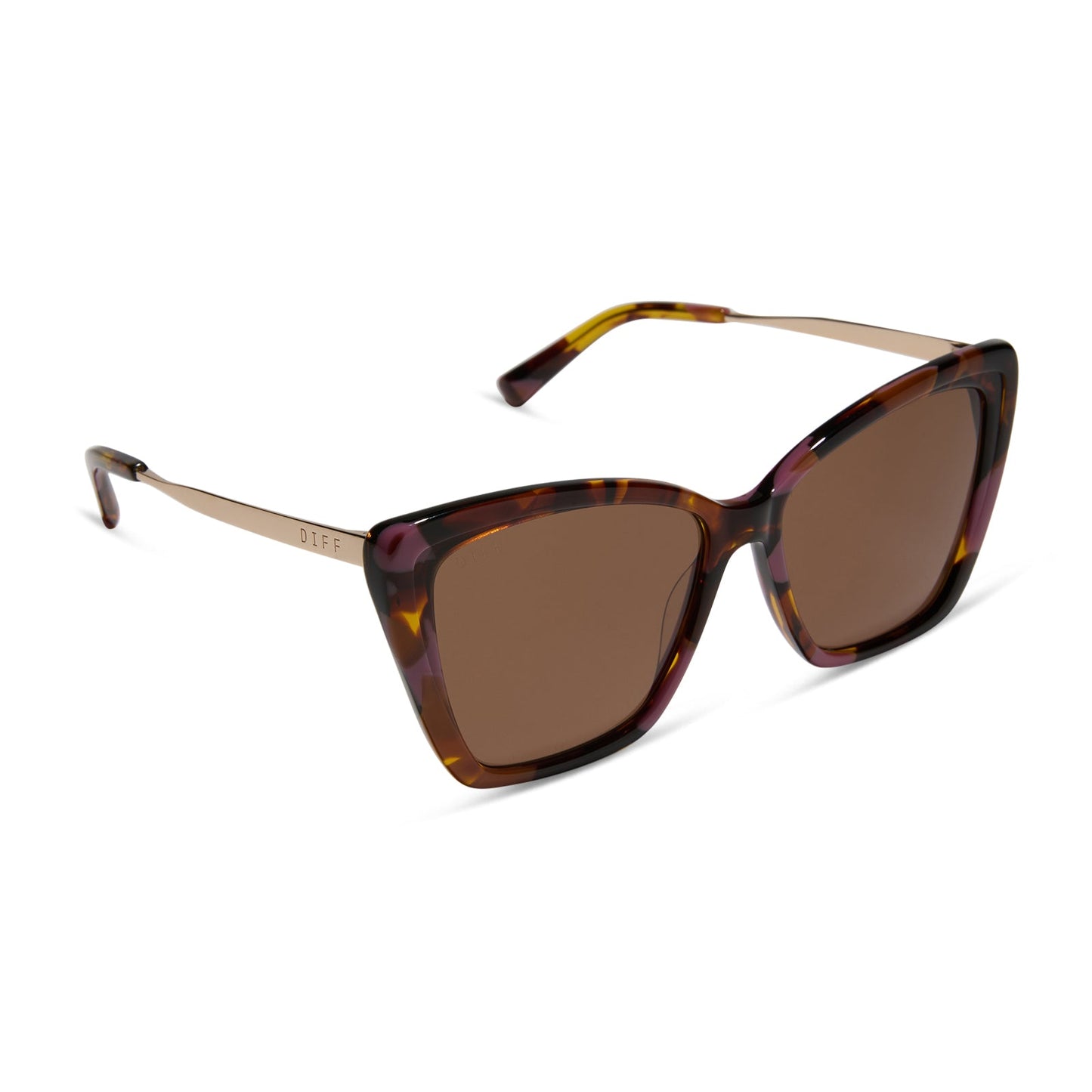 BECKY II - GOLD + TORINO TORTOISE TEMPLE TIPS + BROWN + POLARIZED SUNGLASSES