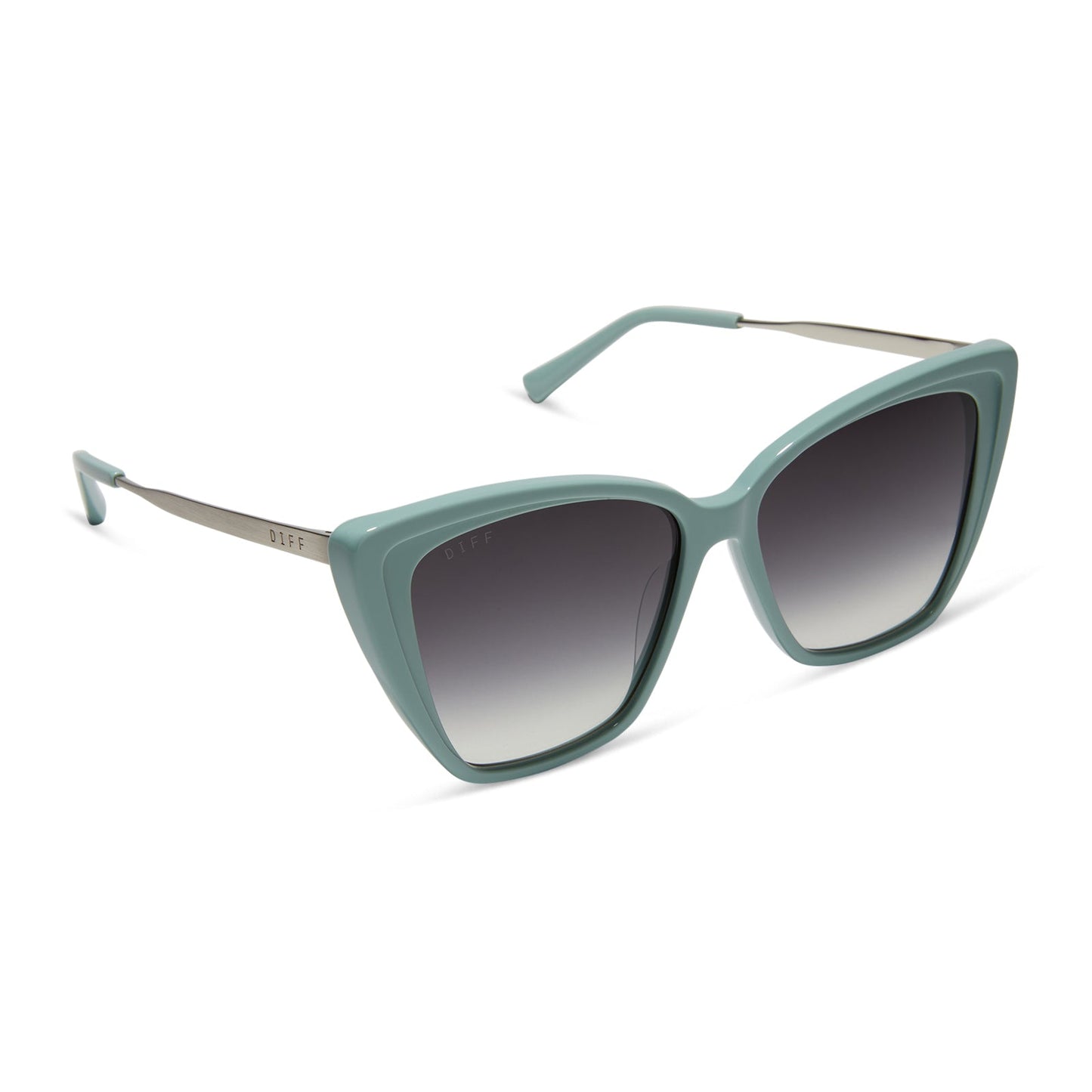 BECKY II - STEEL TEAL + GREY GRADIENT SUNGLASSES