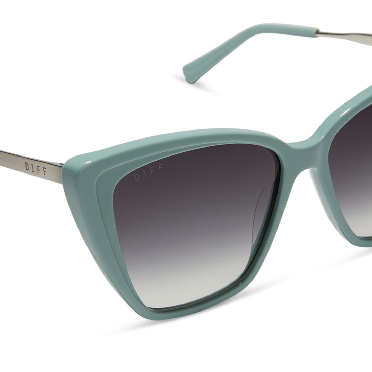 BECKY II - STEEL TEAL + GREY GRADIENT SUNGLASSES