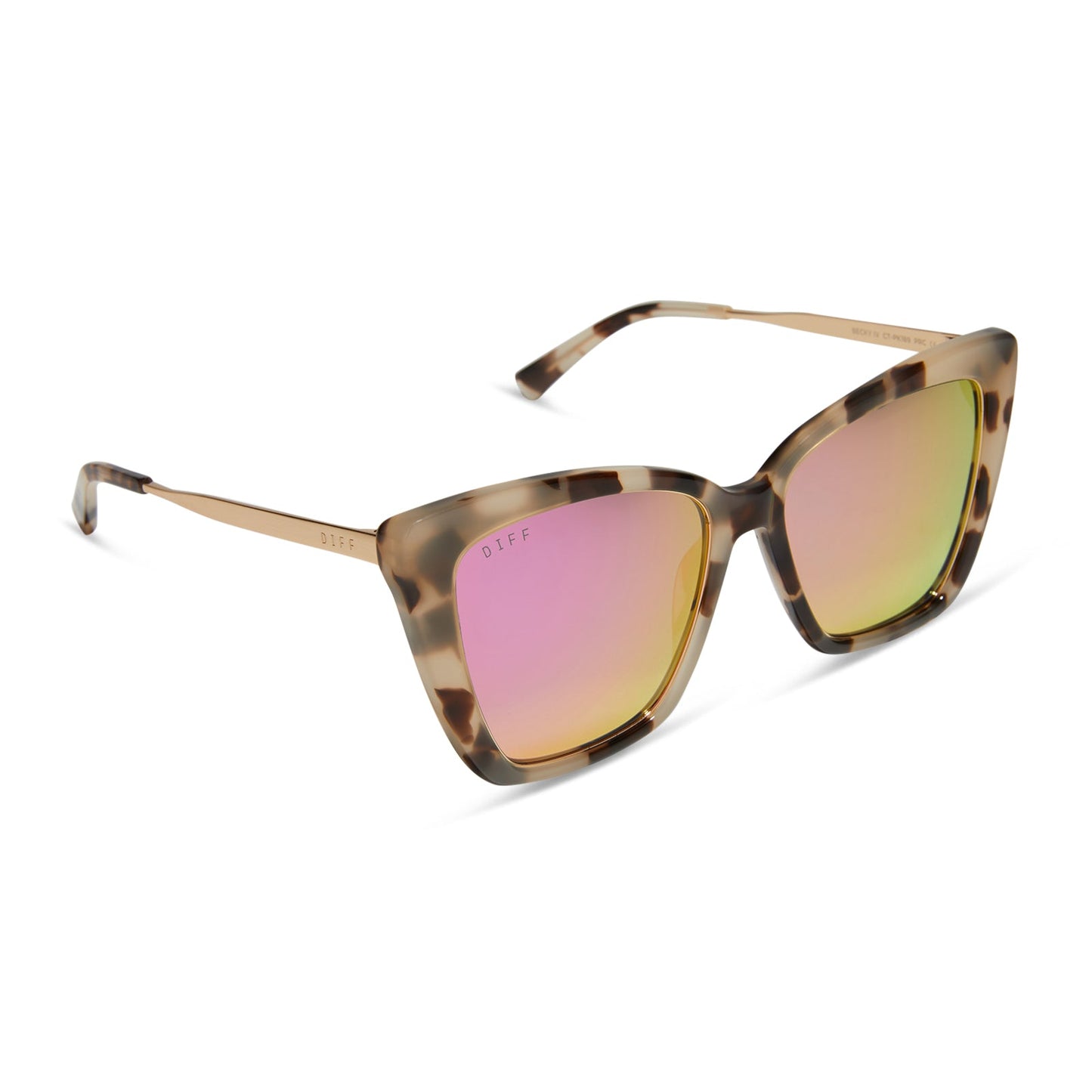 BECKY IV - CREAM TORTOISE + PINK MIRROR SUNGLASSES