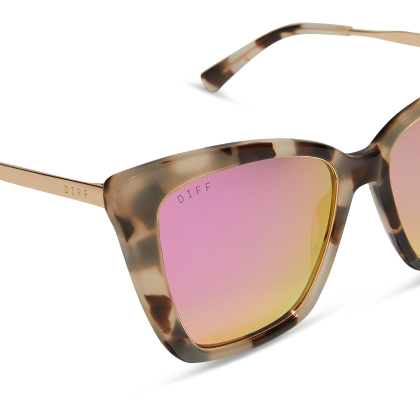 BECKY IV - CREAM TORTOISE + PINK MIRROR SUNGLASSES